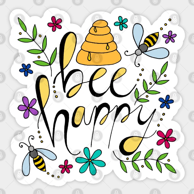 Bee Happy Sticker by HLeslie Design